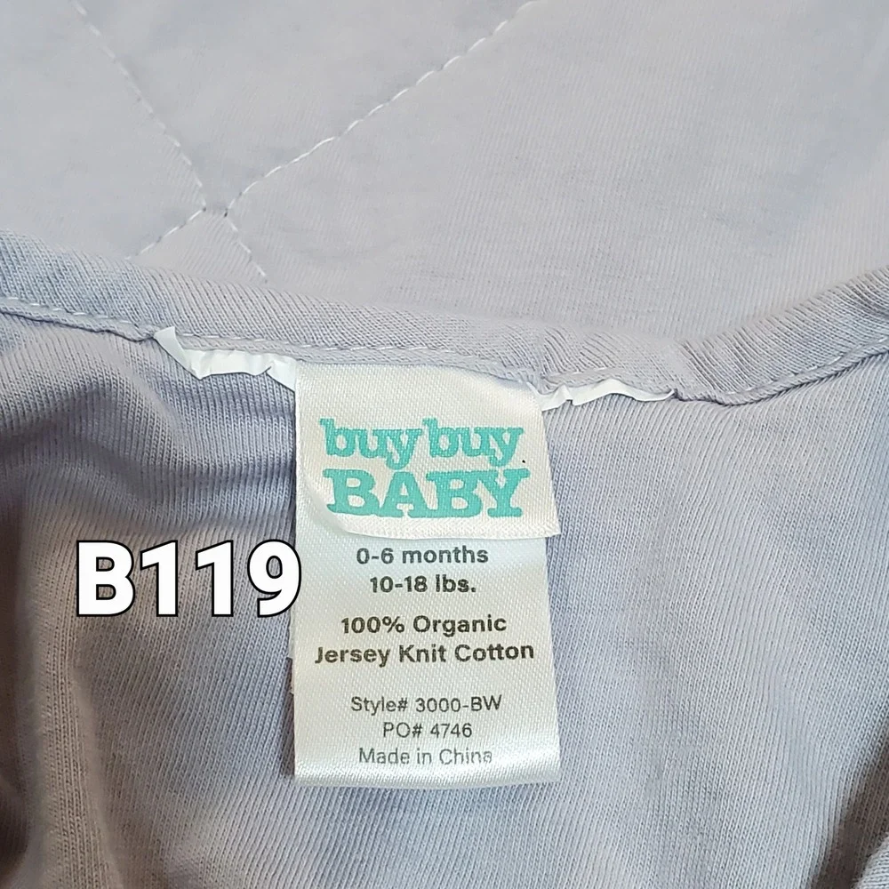 Buy Buy Baby Organic Cotton Quilted Sleep Sack Neutral Dove Gray  0-6 Mos